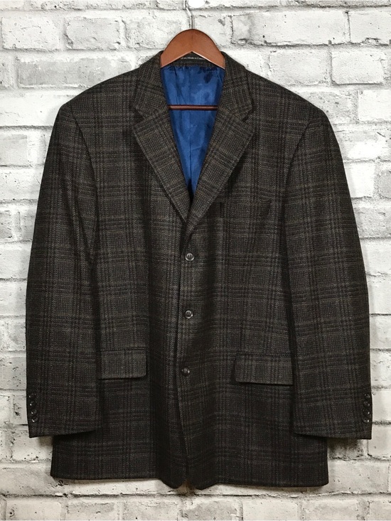 Other - Men's Plaid Wool/Cashmere Blazer - Dark Brown/Gray